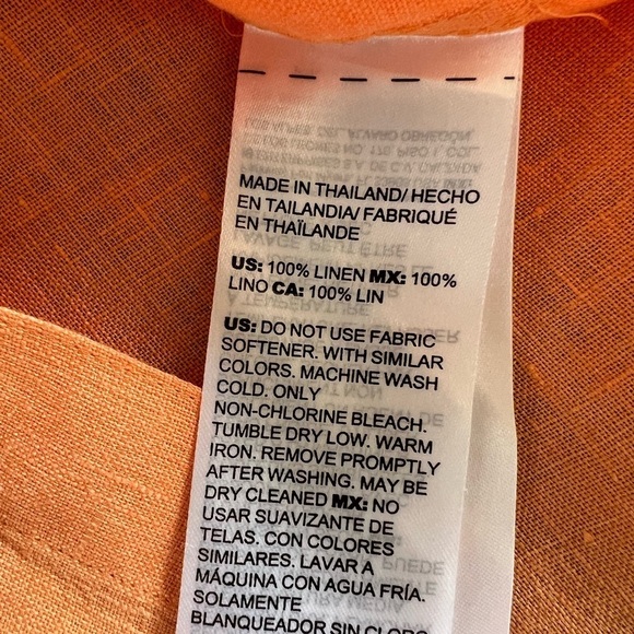 Chico’s  Orange Linen Shirt 3/4 Sleeve - Picture 7 of 9